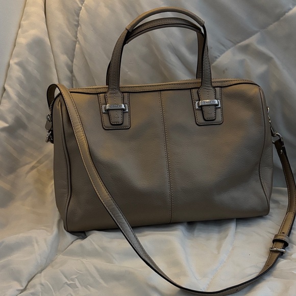 Coach Handbags - Coach Taupe Leather Satchel with Removable Crossbody Strap